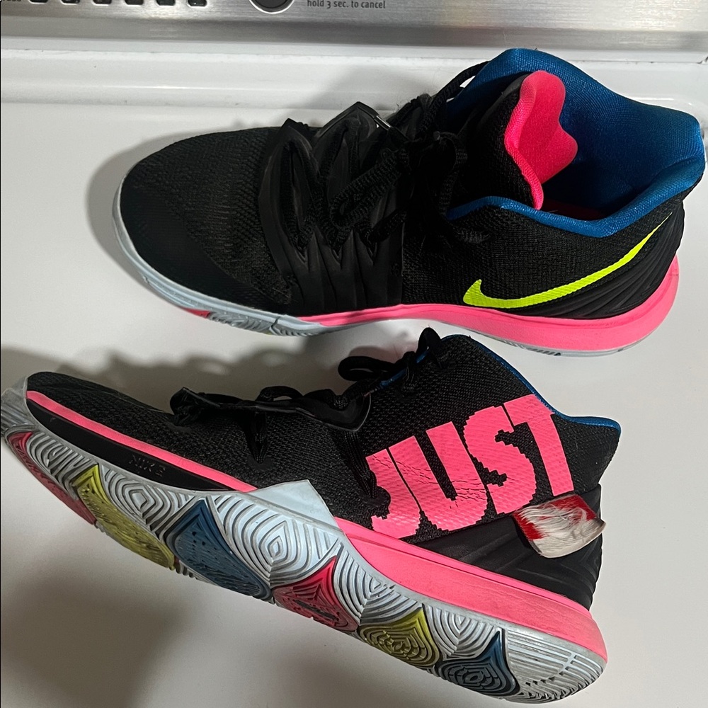 Nike Kids Black and Pink Sneakers with Neon Accents